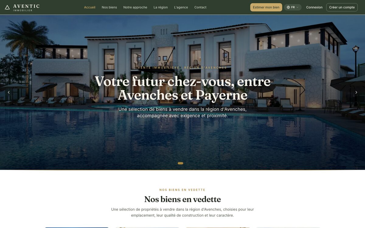 Aventic Immobilier — page d'accueil