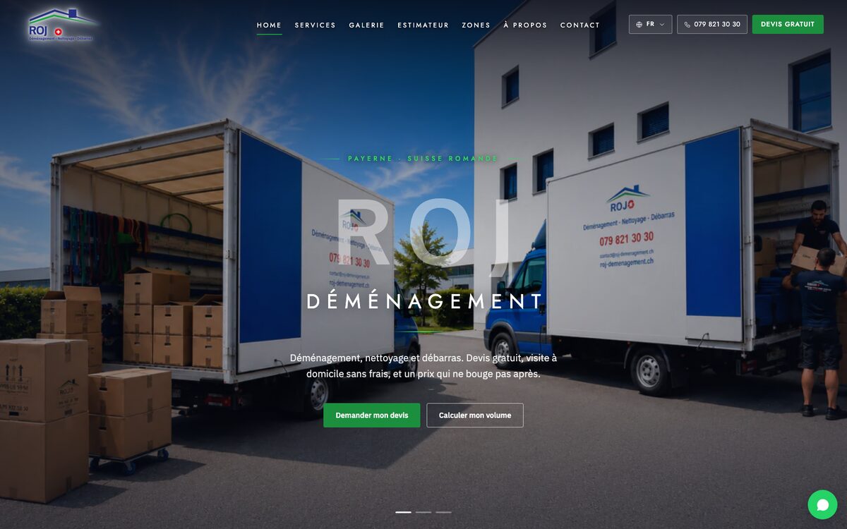ROJ Déménagement — page d’accueil